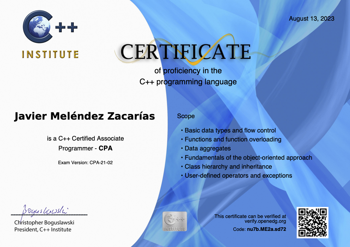 C++ certification