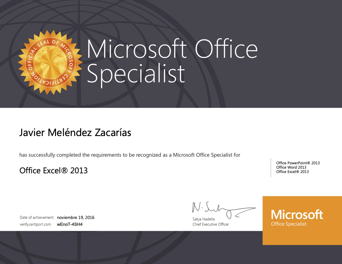 Excel certification