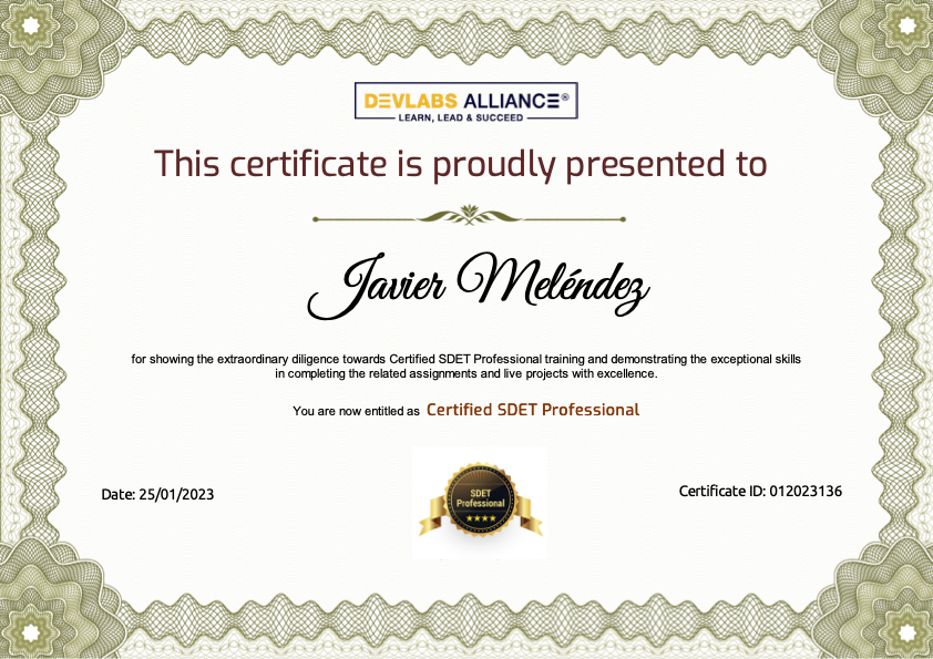 SDET certification